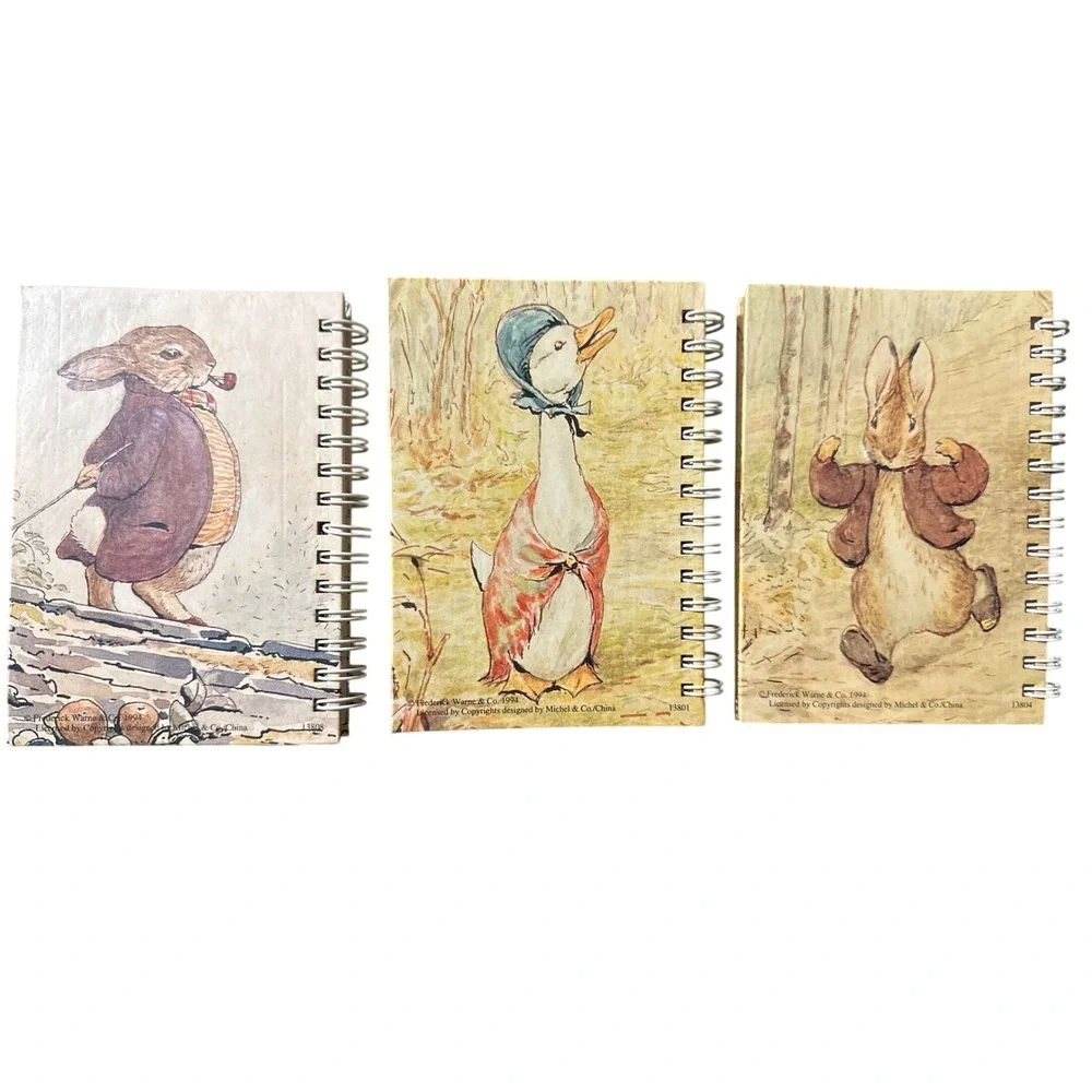 Vtg 1994 Beatrix Potter set of 3 Spiral Notebook Journal Frederick Warne & Co.
